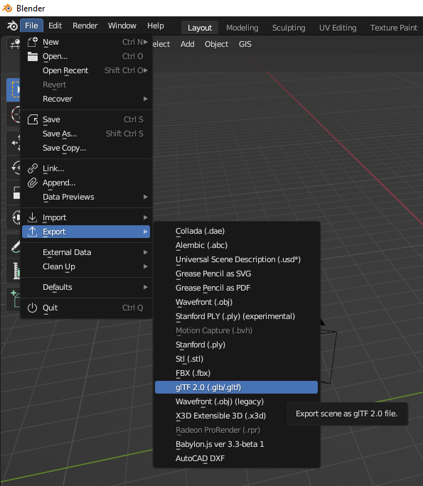Export in Blender Export in Blender
