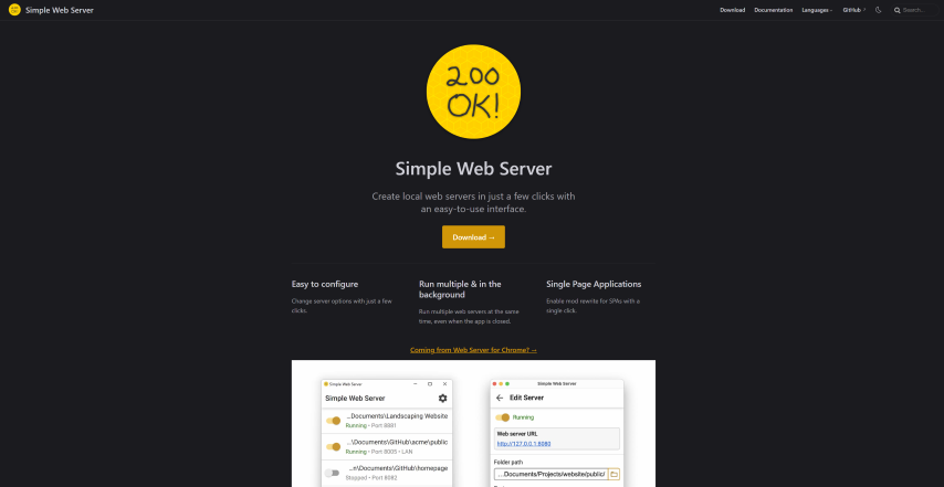 Dowwnloadseite Simple Web Server