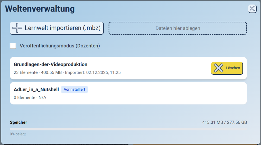 Klicken des L&ouml;schen-Buttons