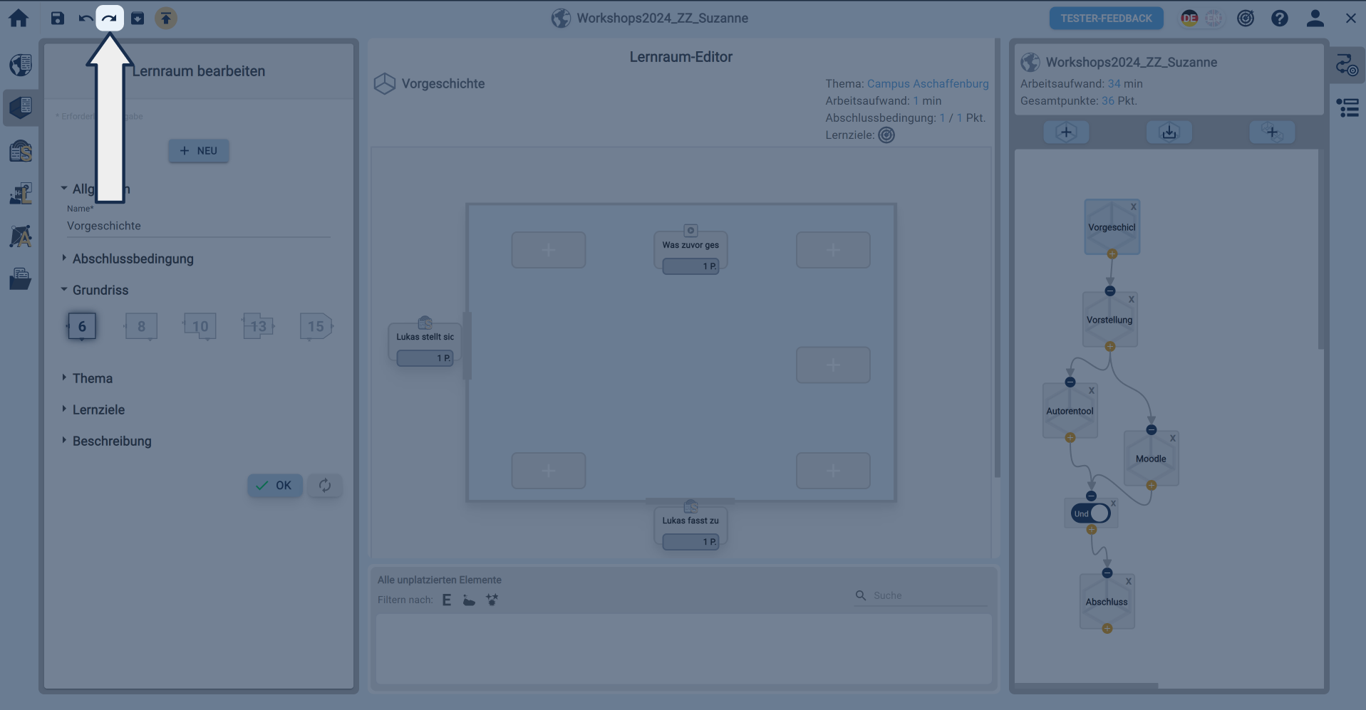 Wiederholen Button in der Kopfzeile des Autorentools Wiederholen Button in der Kopfzeile des Autorentools